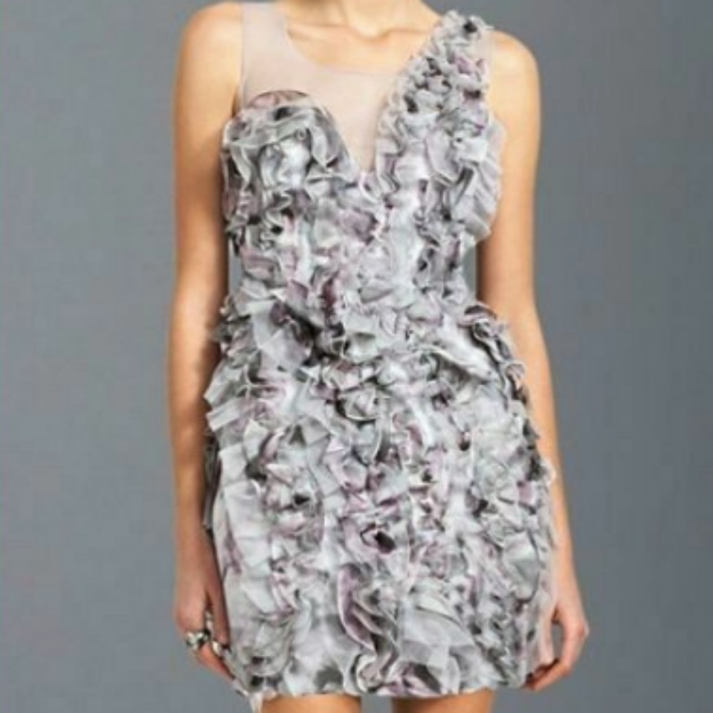 BCBG MAXAZRIA Eva Silk Organza Ruffle Petal Dress